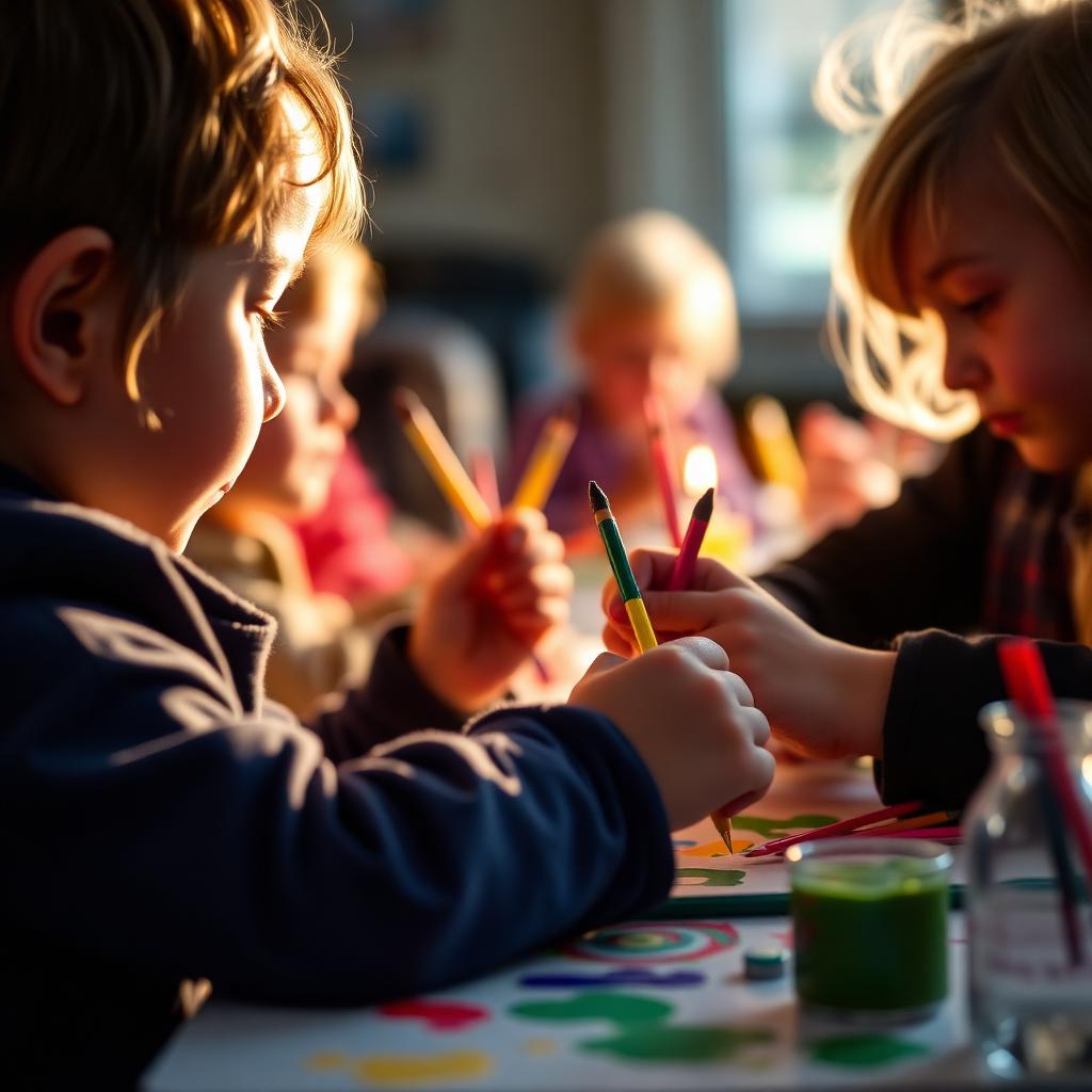 Kids doing arts and crafts