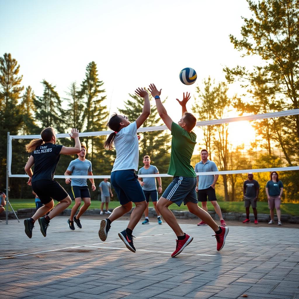 Volleyball match at the youth retreat